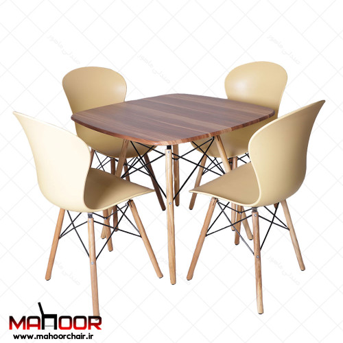 میز و صندلی ناهارخوری چهار نفره؛ مدل ماهور فایبرگلاس پایه ایفلی میز 85 خارجی
