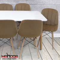 میز و صندلی ناهارخوری شش نفره؛ مدل مایا لمسه‌ای پایه ایفلی