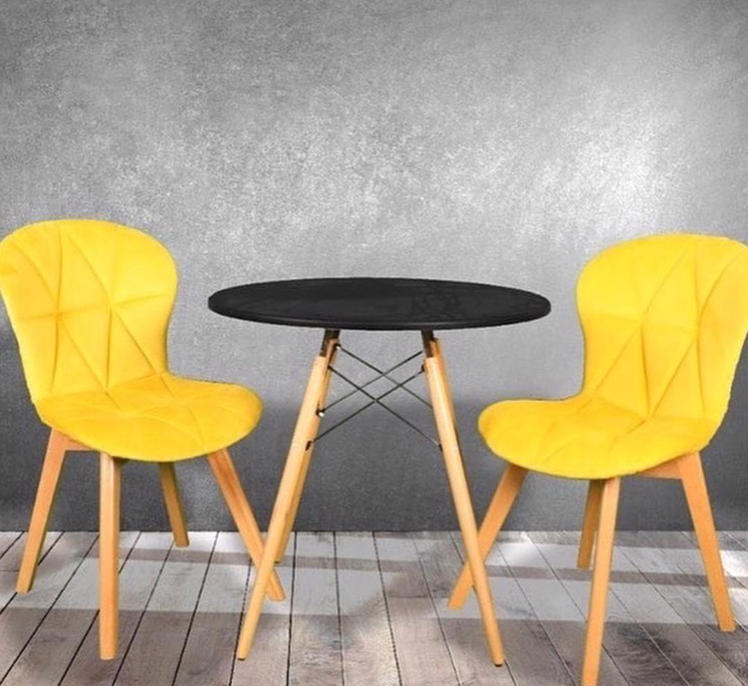 میز و صندلی ناهارخوری دو نفره؛ مدل ماهور لمسه‌ای پایه کلاف
