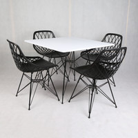 میز و صندلی ناهارخوری چهار نفره؛ مدل الماس فایبرگلاس پایه فلزی + میز پایه فلزی