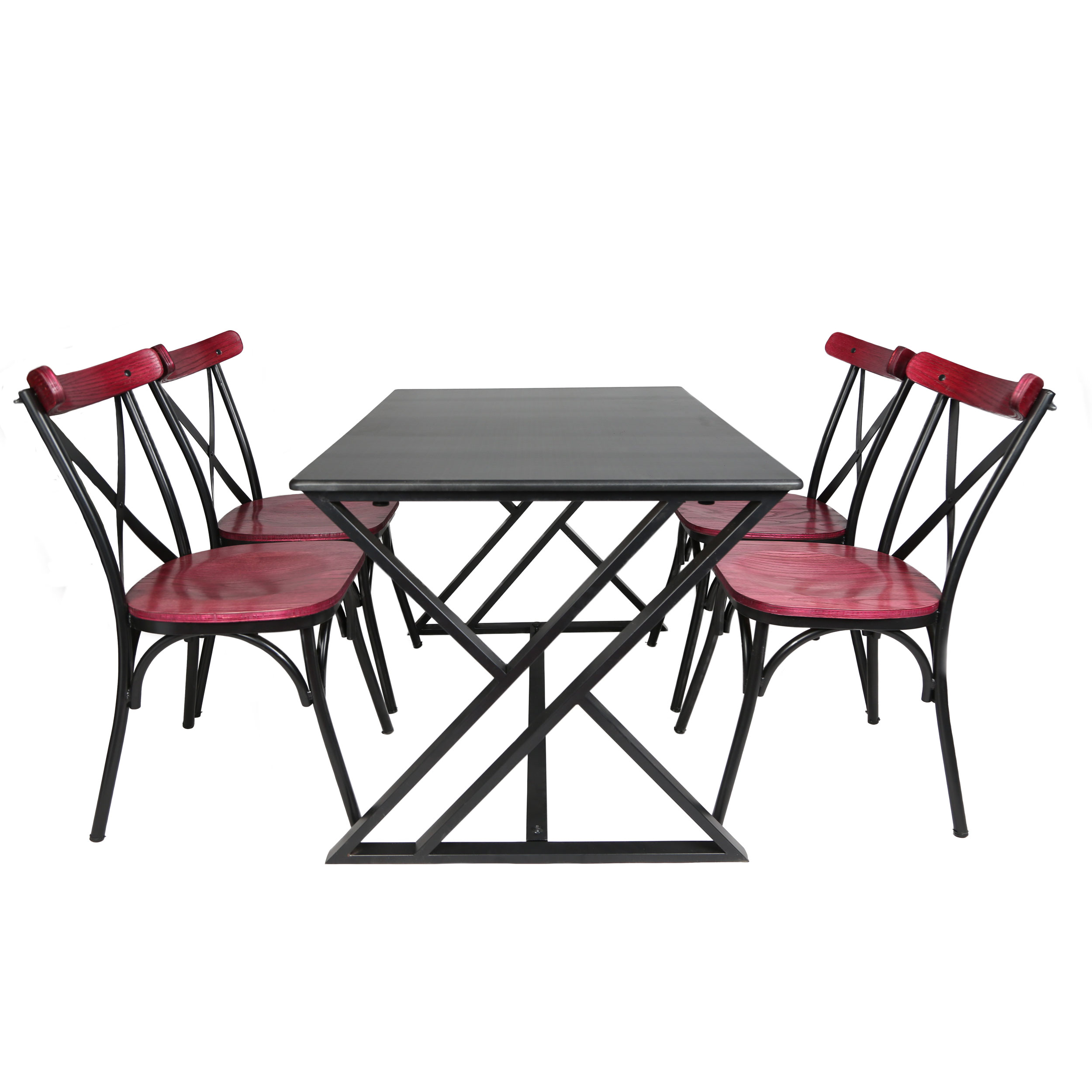 میز و صندلی ناهارخوری چهار نفره مدل تونت لهستانی پایه فلزی XM