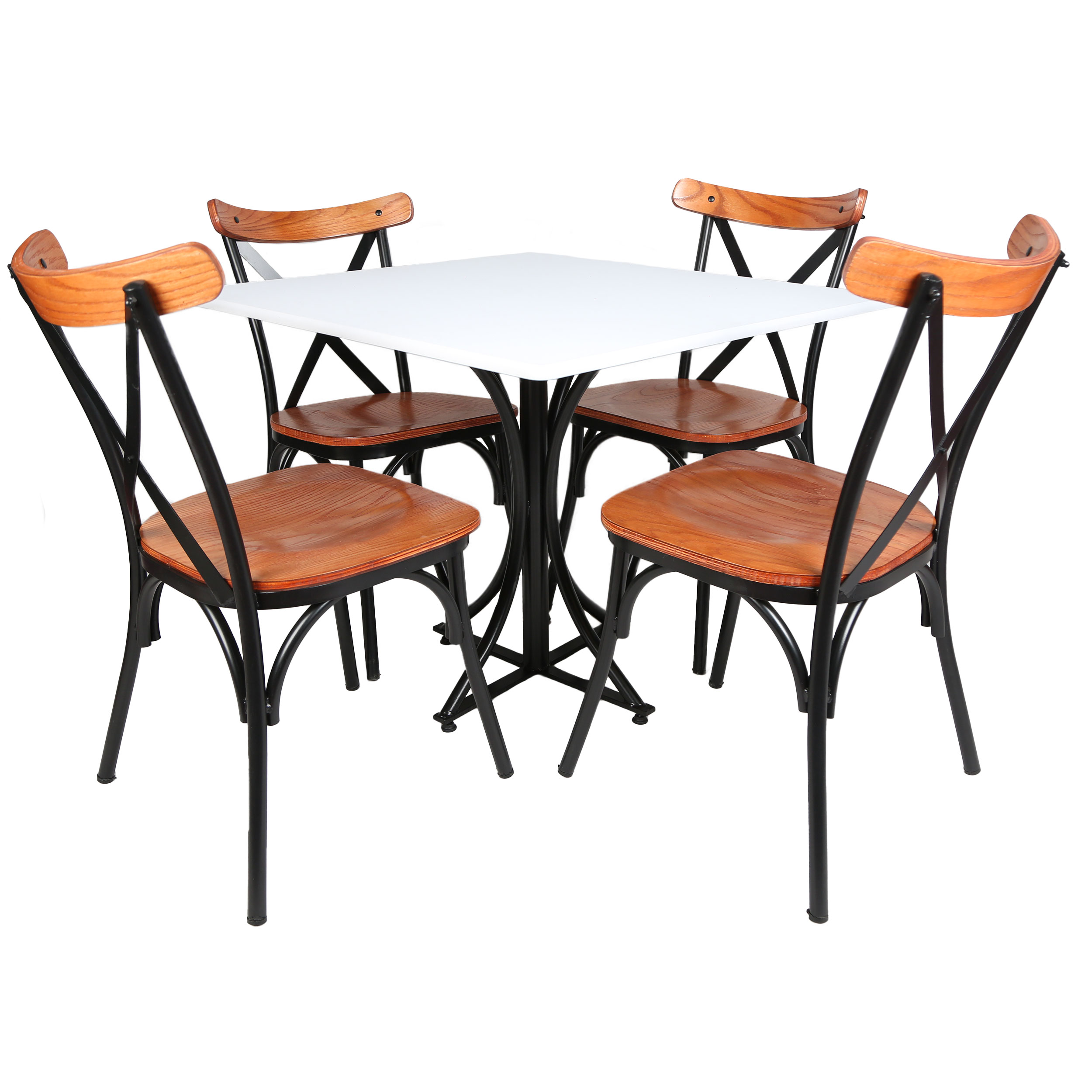 میز و صندلی ناهارخوری چهار نفره مدل تونت لهستانی پایه فلزی MS