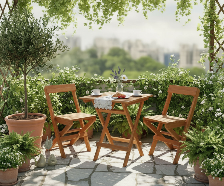 ست دو نفره تاشو چوبی